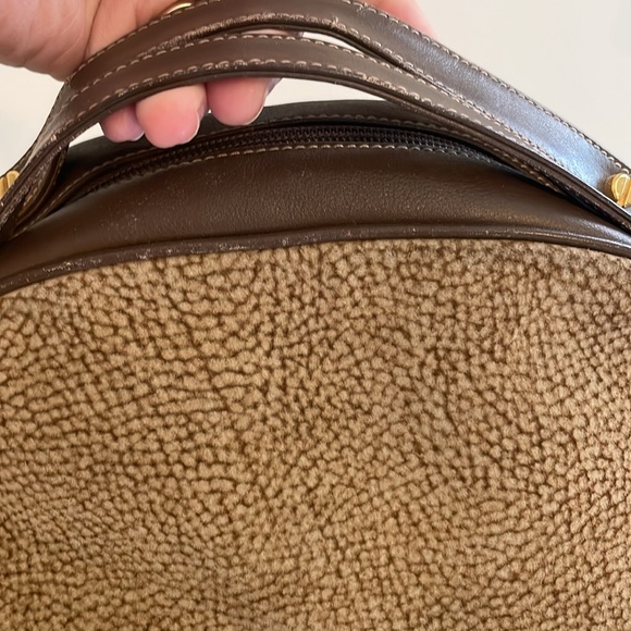 Borbonese Redwall Suede Textured Brown Dual Handle Satchel Bag EUC - Picture 15 of 16